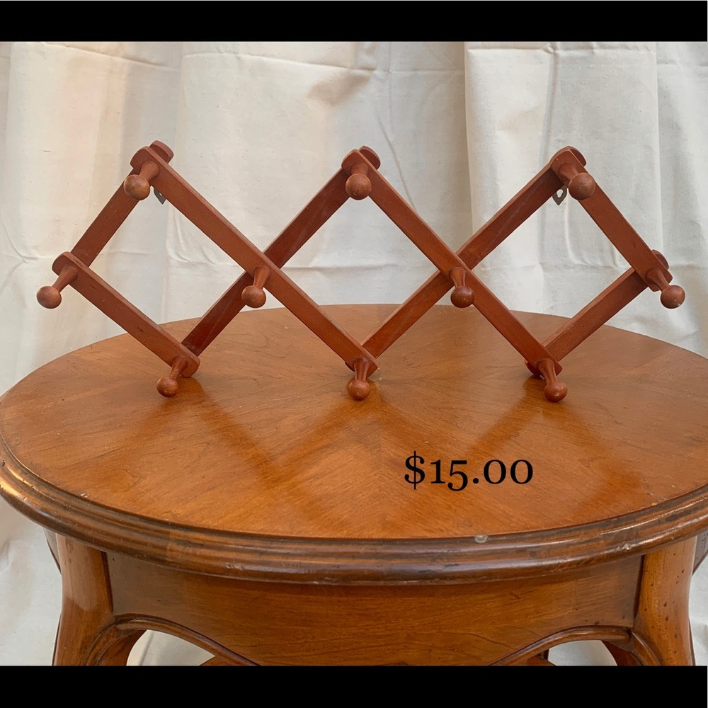 Vintage Wooden Accordion Wall Ten Dowel Hook